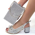 Italian Design Full Drill Elegant Wine Evening High Heels Wedding Party Shoes Matching Clutch Handbag