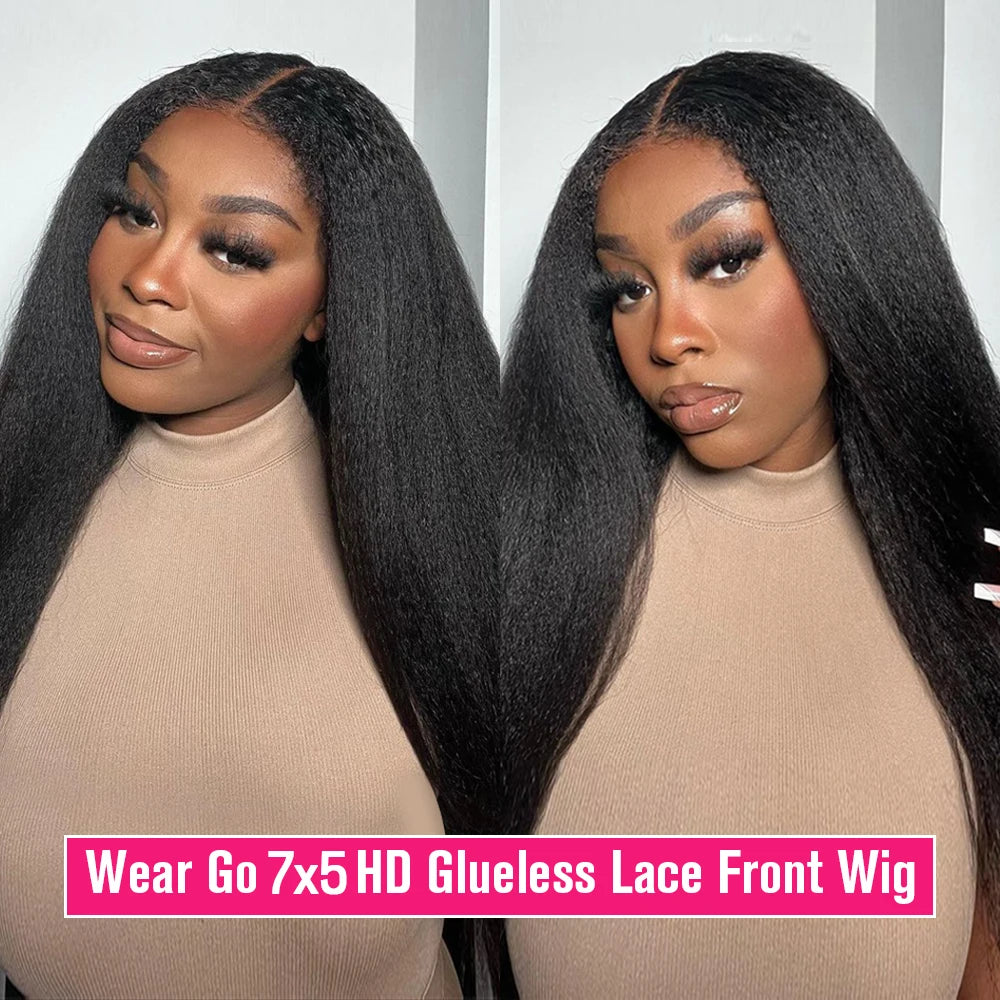 4C Edges Kinky Straight 13x6 HD Lace Frontal Wig Human Hair 7x5 Lace Front Human Hair Wigs Natural Baby Hair Lace Wigs on Sale