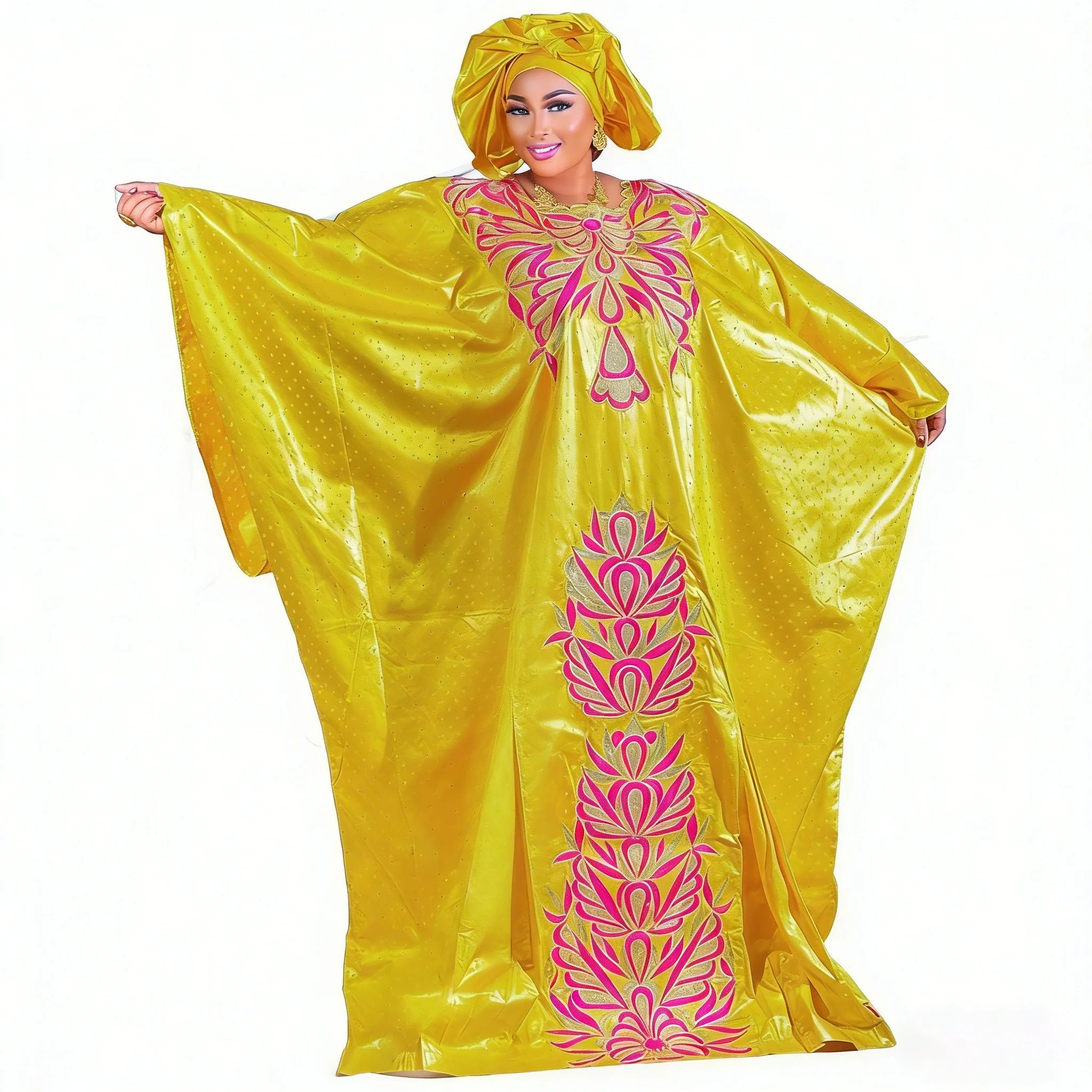 African Dresses For Women Luxury Boubou Material Rich Embroidery Design