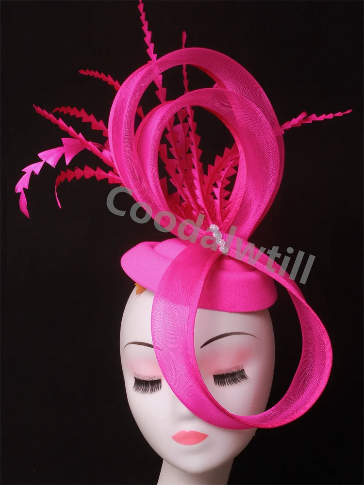 Charming Mesh Fascinator Ladies Elegant Derby Feather Hair Accessories For Women