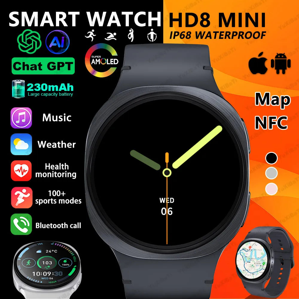 2025 GPS Smart Watch | AMOLED Heart Rate Bluetooth Call Waterproof | Men & Women