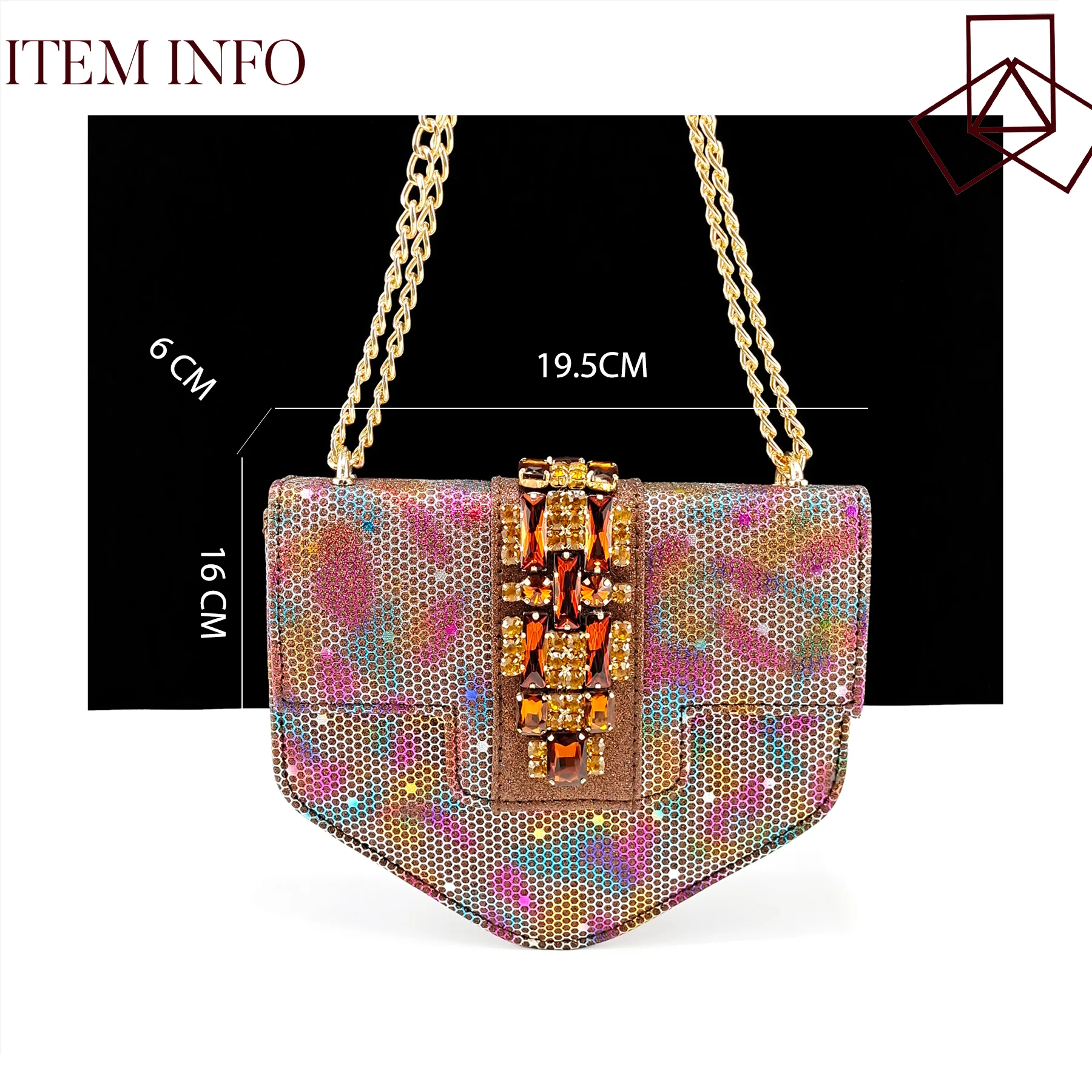 Italian Fashion Square toe Women Strange Heels Bigger size Fashion Rhinestone Decoration Brown Shoes And Bag set Party bag