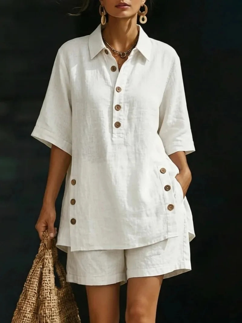 Women's Solid Colour Short Pants Set | Elegant Loose 2-Piece Summer Suit | HotTrendyPicks