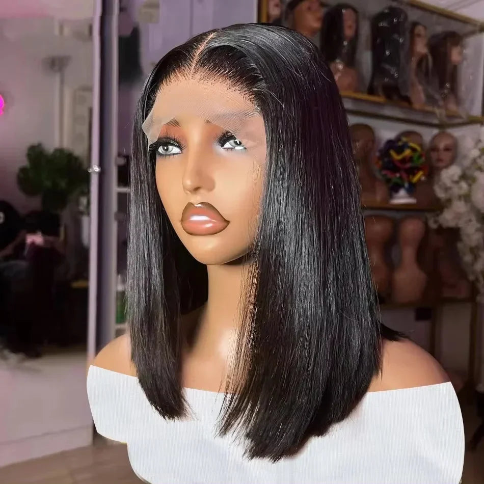100% Vietnamese Super Double Drawn Bone Straight 13x4 Frontal Bob Wig with