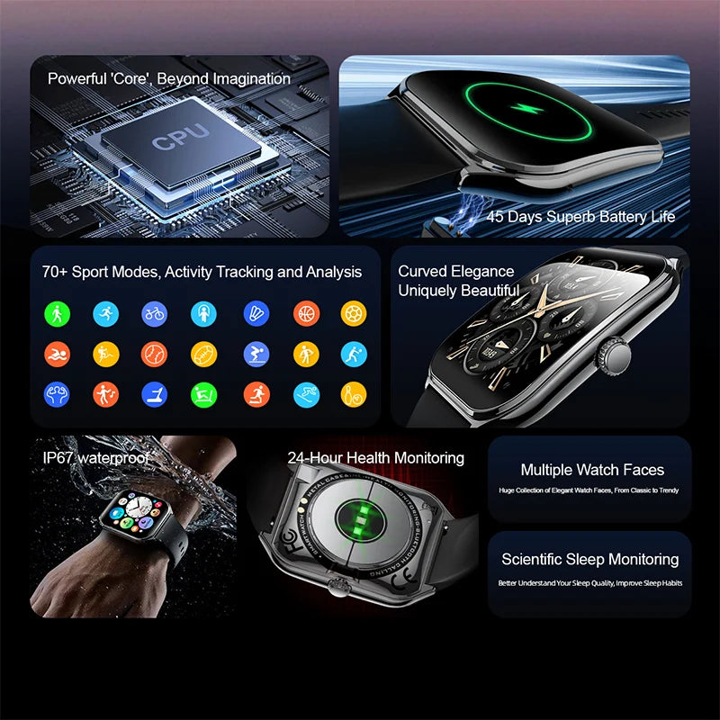 New Ultra Thin Smart Watch men 1.96" AMOLED 360*360 HD Pixel Display Always Show Time Bluetooth Call Reminder Smartwatch Ladies