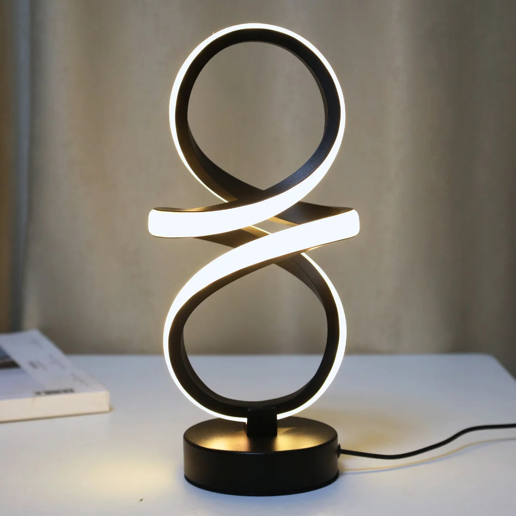 Creative spiral LED table lamp, adjustable in 3 colors, USB power supply, suitable for home bedrooms, offices, and study rooms