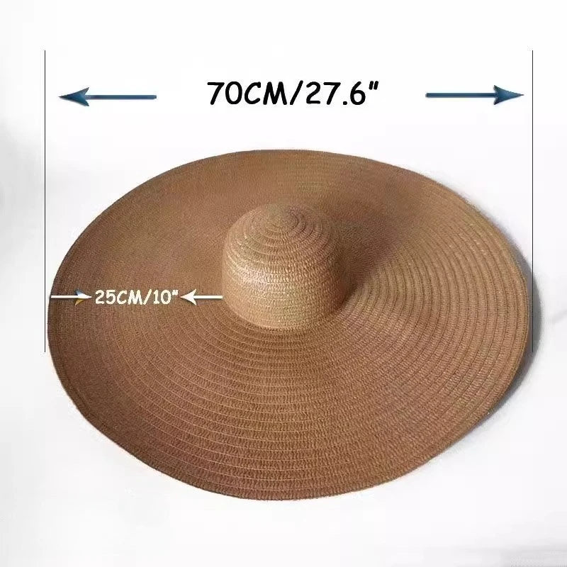 Oversized Beach Straw Hats for Women Floppy Extra Large Sun Visor Hat Wide Brim Summer Roll Up Big Beach Hat Women Foldable
