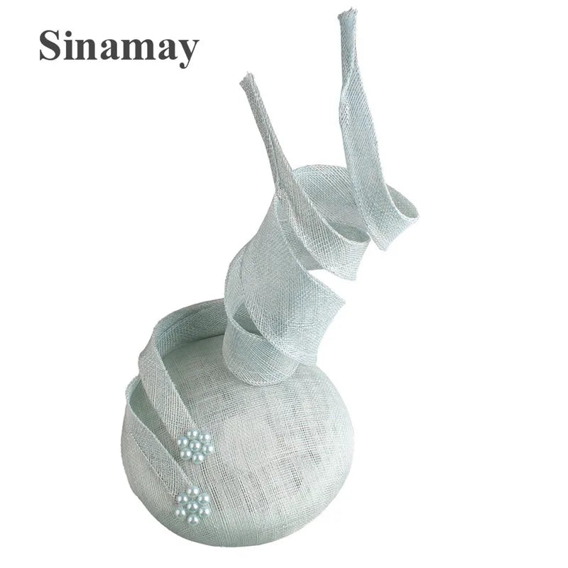 Green Fascinators Millinery Hat Party Tea Chapeau Headband New 4-Layer Sinamay Female Bridal Married Headpiece Fashion Occasion