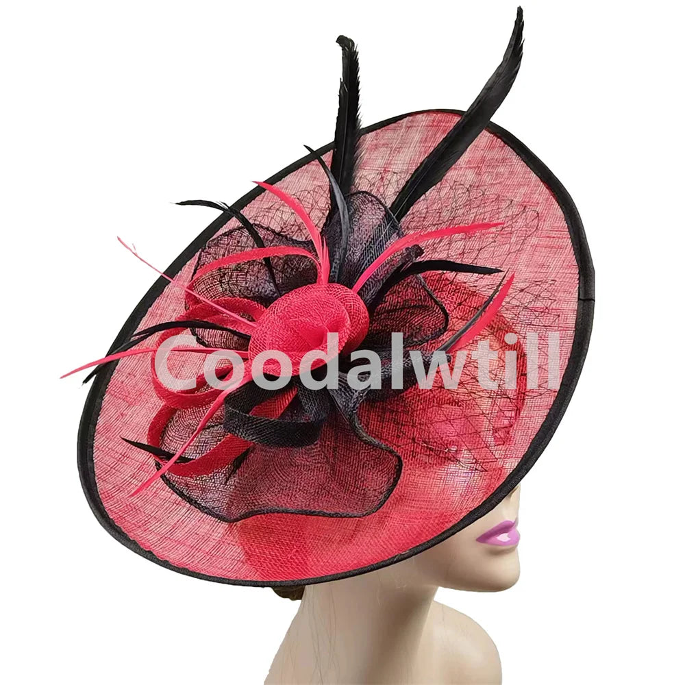 Wedding Pillbox Fascinator Hat Fashion Flower Headwear Women Formal Dress Party Royal Ascot Hair Accessories Feather Chapeau