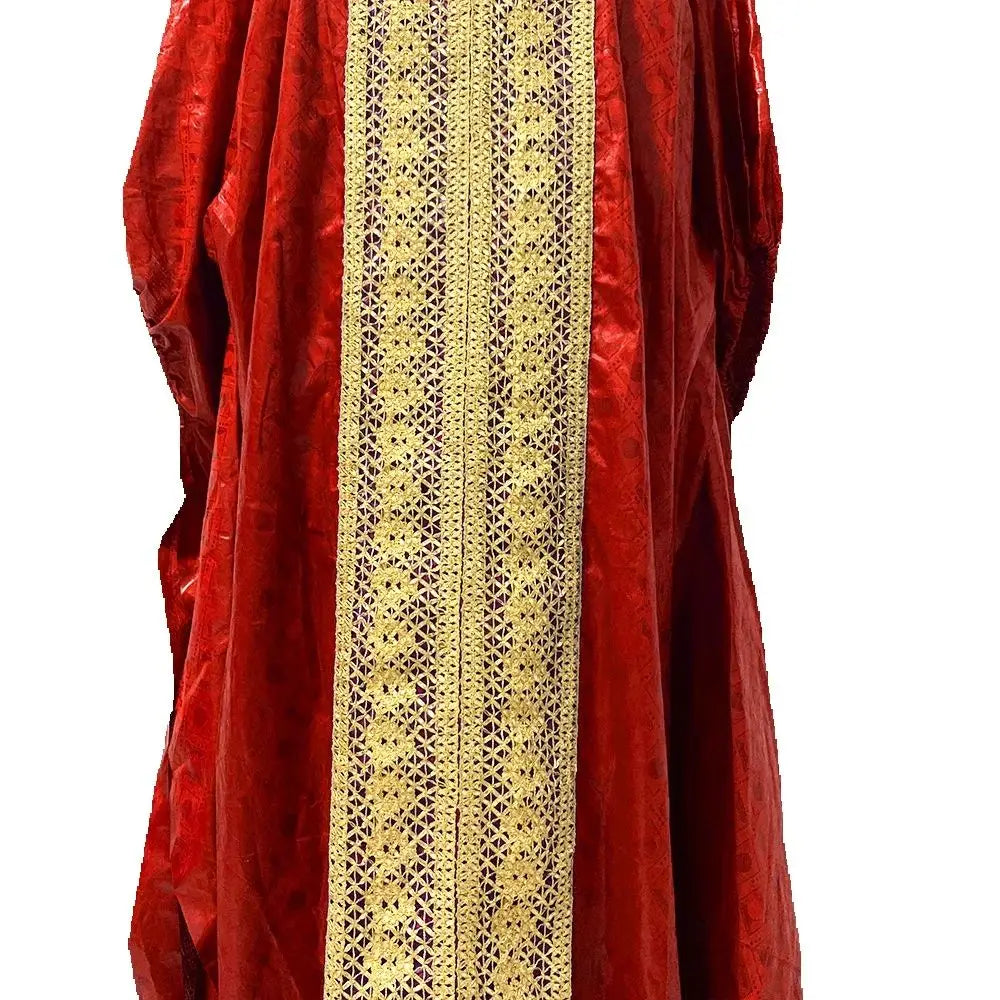 Red African Bazin Rich Dress Original Nigerian Basin BouBou Dashiki For Ankara Party Wedding Bride Robe Guipure Sewn Dress