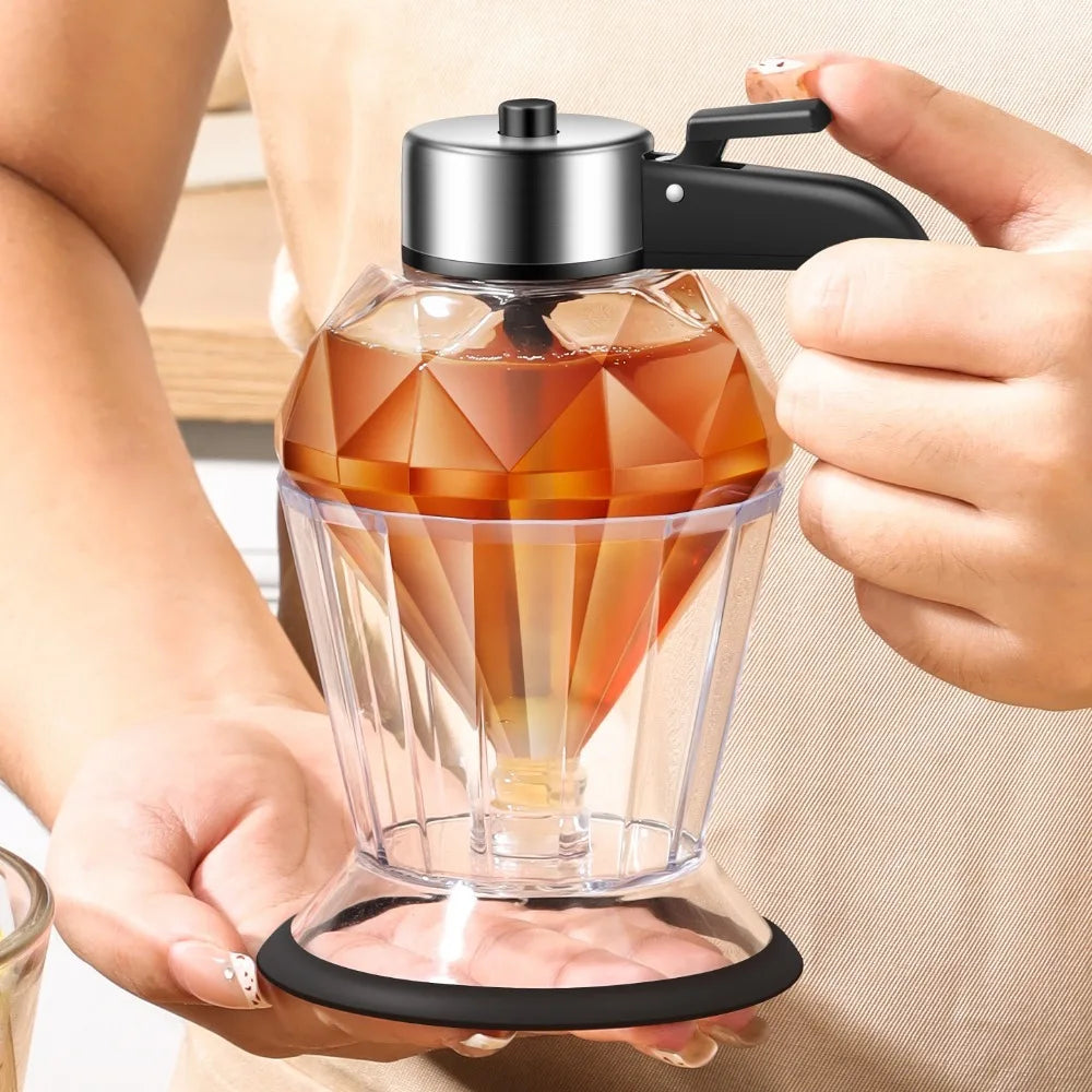 Diamond Glass Honey Dispenser 200ml | Oil, Vinegar & Sauce Dripper with Stand | HotTrendyPicks