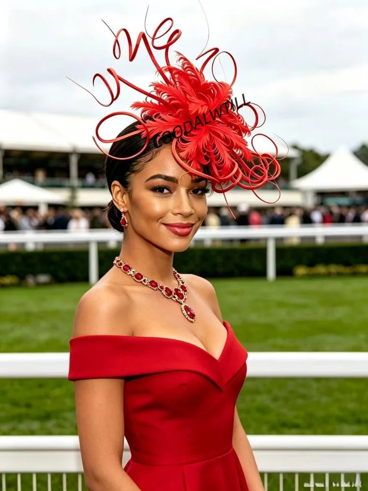 Elegant Fascinator Decorated With Soft Feather Women Race Day Headwear Formal Cocktail Party And Photoshoot Hair Accessories