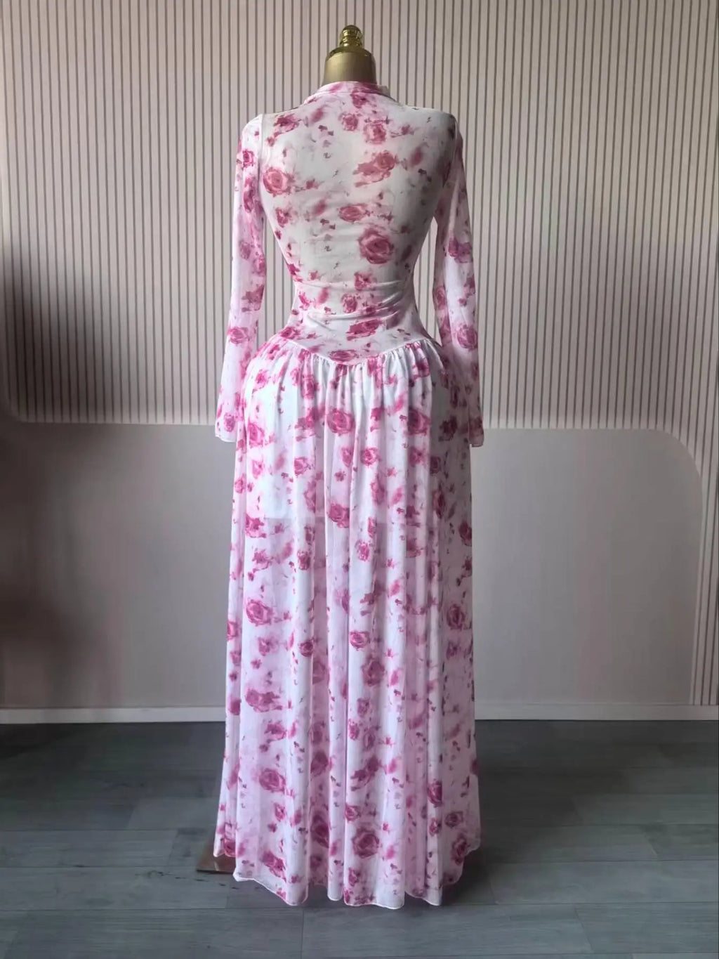 Women leaf Print patchwork smock Midi A-line Long Maxi Elegant Evening Dresses