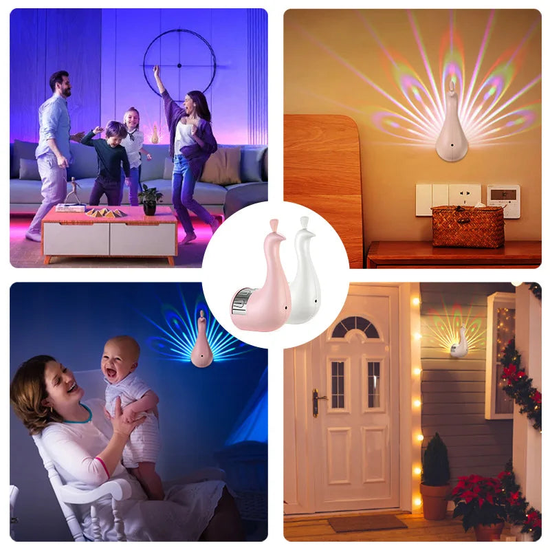Peacock 3D Wall Sconce Light | Colourful Ambient Bedroom Lamp |