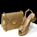 Elegant Women's Peep-Toe Heels and Matching Wine Color Diamond Pumps Set - Stylish Italian Shoes and Bags for Parties