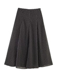 Polka Dot Skirt 2 Piece Set Women Casual High Collar Tie Full Sleeves Elastic High Waist Long Skirt Suit Lady Daily Outfit New