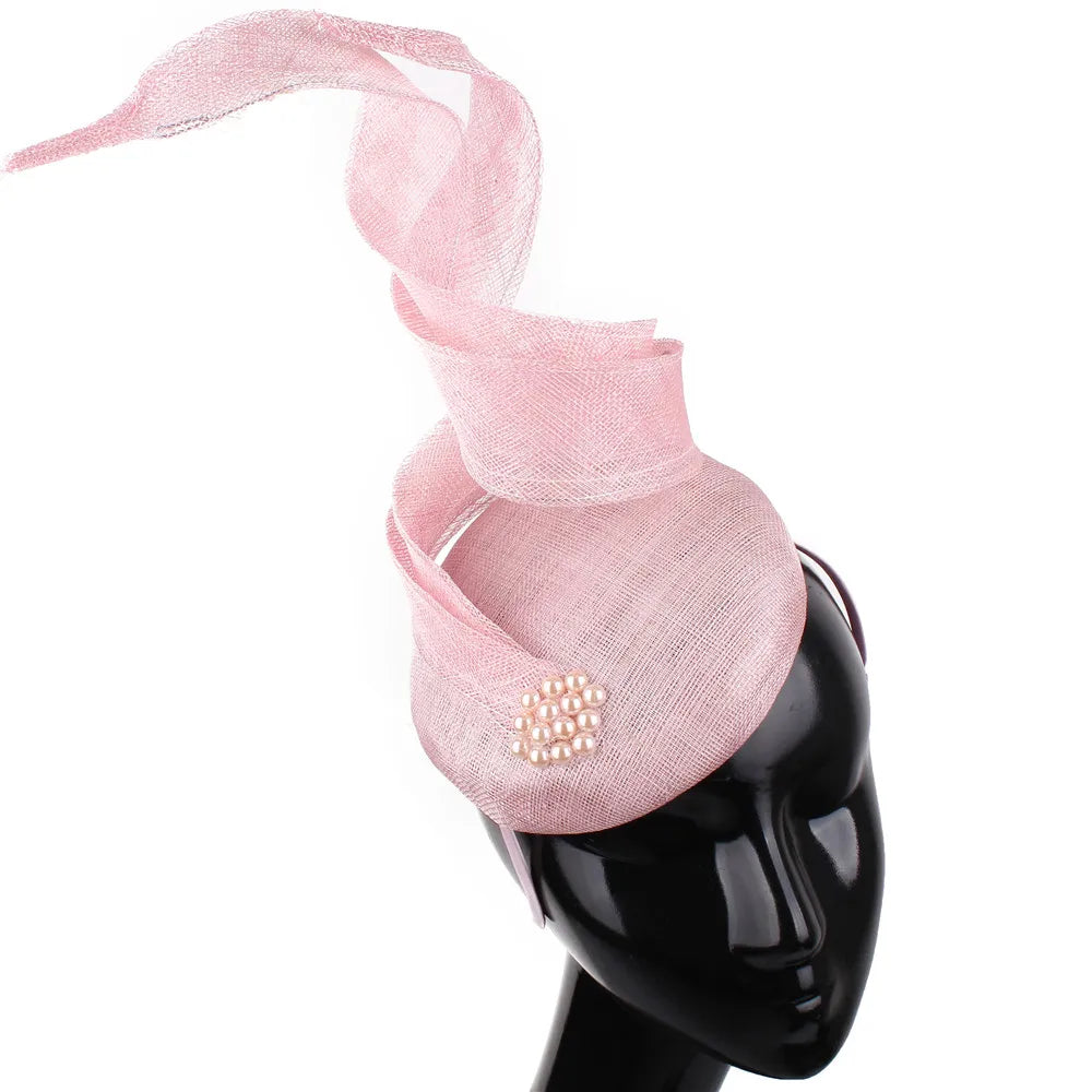 Green Fascinators Millinery Hat Party Tea Chapeau Headband New 4-Layer Sinamay Female Bridal Married Headpiece Fashion Occasion