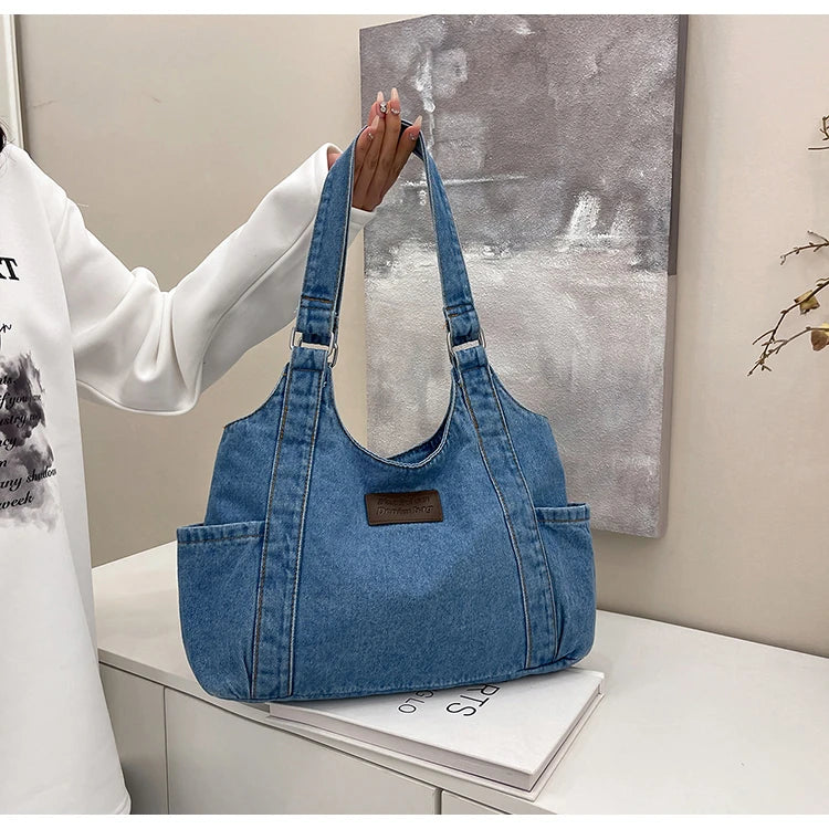 Fashion Luxury Women's Shoulder Bag Denim Fabric High Quality Women's Handbags Large Capacity Multi Functional Women‘s Tote Bag