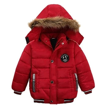 Autumn Winter Hooded Jacket for Kids - Boys & Girls Warm Fur Collar Zipper Outerwear Casual Fashion Baby Coat for Ages 2-6