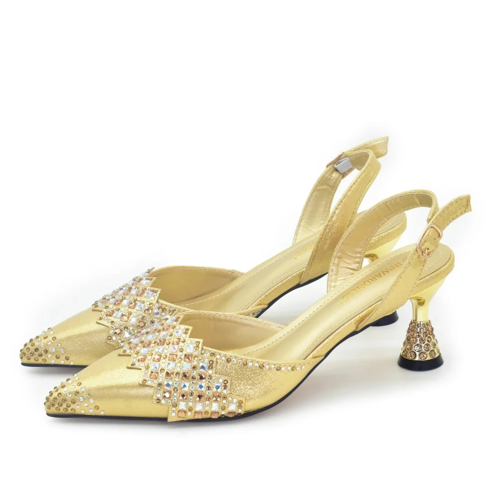 Luxury African Shoes & Bag Set | Crystal Pointed Toe Heels | Wedding & Party