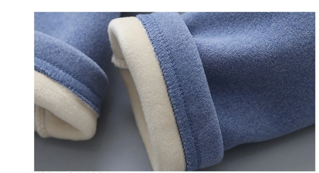Children's Fleece Lined Thermal Underwear Set Boys Girls Stripe Design Thickened Unisex Autumn Thermal Pajamas 4-6 Years