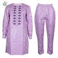 Men's African Agbada 2-Piece Set | Purple Bazin Riche Embroidery Suit | Wedding & Party