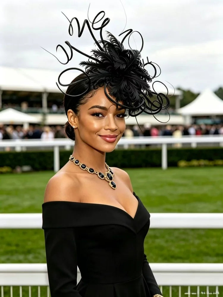 Elegant Fascinator Decorated With Soft Feather Women Race Day Headwear Formal Cocktail Party And Photoshoot Hair Accessories