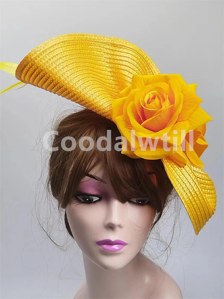 Wedding Pillbox Fascinator Hat Fashion Flower Headwear Women Formal Dress Party Royal Ascot Hair Accessories Feather Chapeau