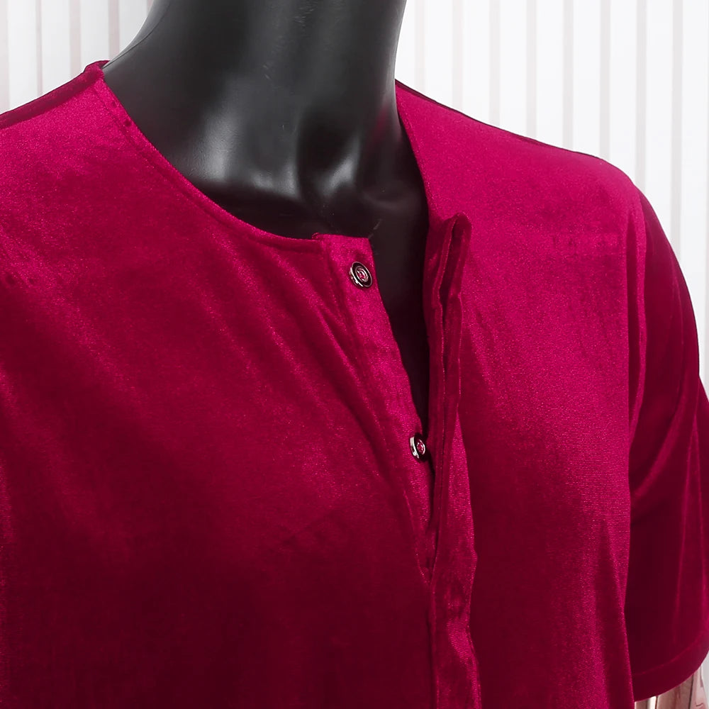 African Clothes for Men Clothing High-Quality Pink Embroidery With Hat Flannelette 3 Pcs Set