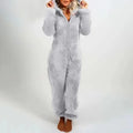 Autumn Winter Thick Fleece Women's Onesie Pajamas with Hat Casual Style Comfortable Soft Fabric