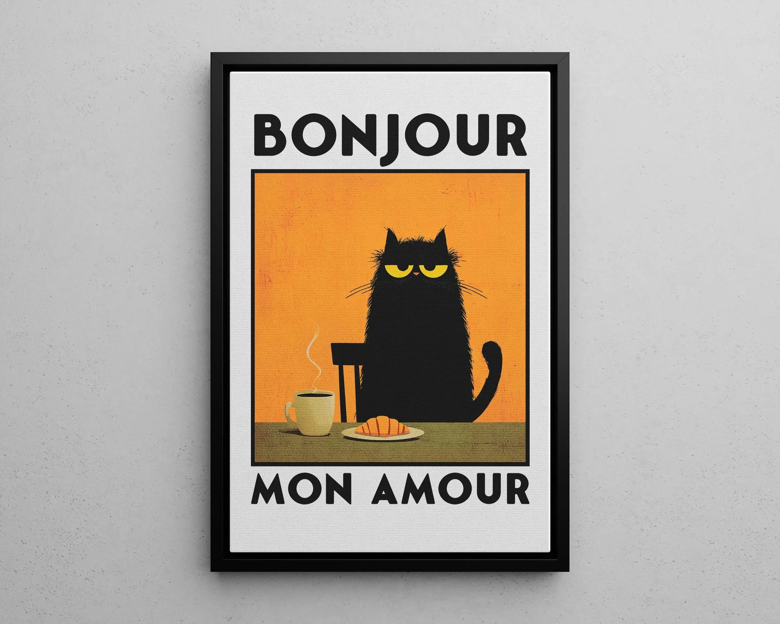 Black Cat & Dog Canvas Wall Art | Mid-Century Home Decor Gift | HotTrendyPicks
