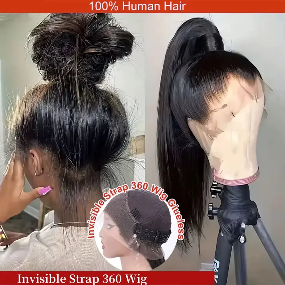 40 Inch Straight Drawstring 360 Full Lace Wig Human Hair 100% 13x6 HD Transparent Lace Frontal Wigs 5x5 Glueless Wigs For Women