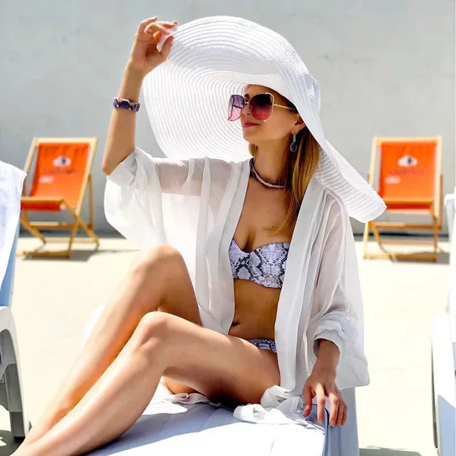 Oversized Beach Straw Hats for Women Floppy Extra Large Sun Visor Hat Wide Brim Summer Roll Up Big Beach Hat Women Foldable