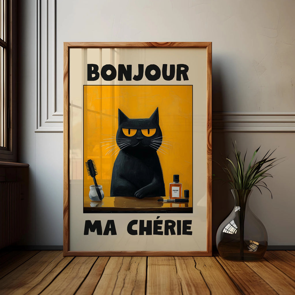 Black Cat & Dog Canvas Wall Art | Mid-Century Home Decor Gift | HotTrendyPicks