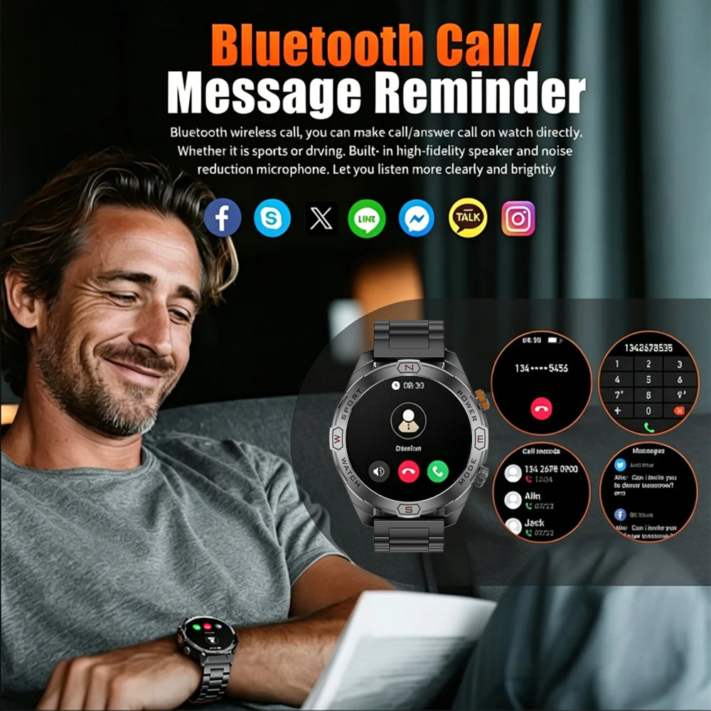 Military Grade 1200 mAh Battery Smart Watch Men LED Flashlight Outdoor Sports Fitness Tracker Compass Bluetooth Call Smartwatch