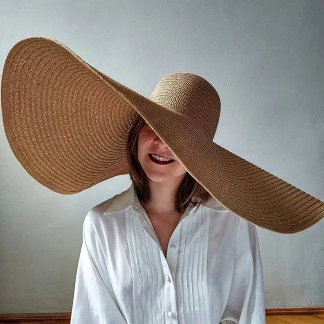 Oversized Beach Straw Hats for Women Floppy Extra Large Sun Visor Hat Wide Brim Summer Roll Up Big Beach Hat Women Foldable
