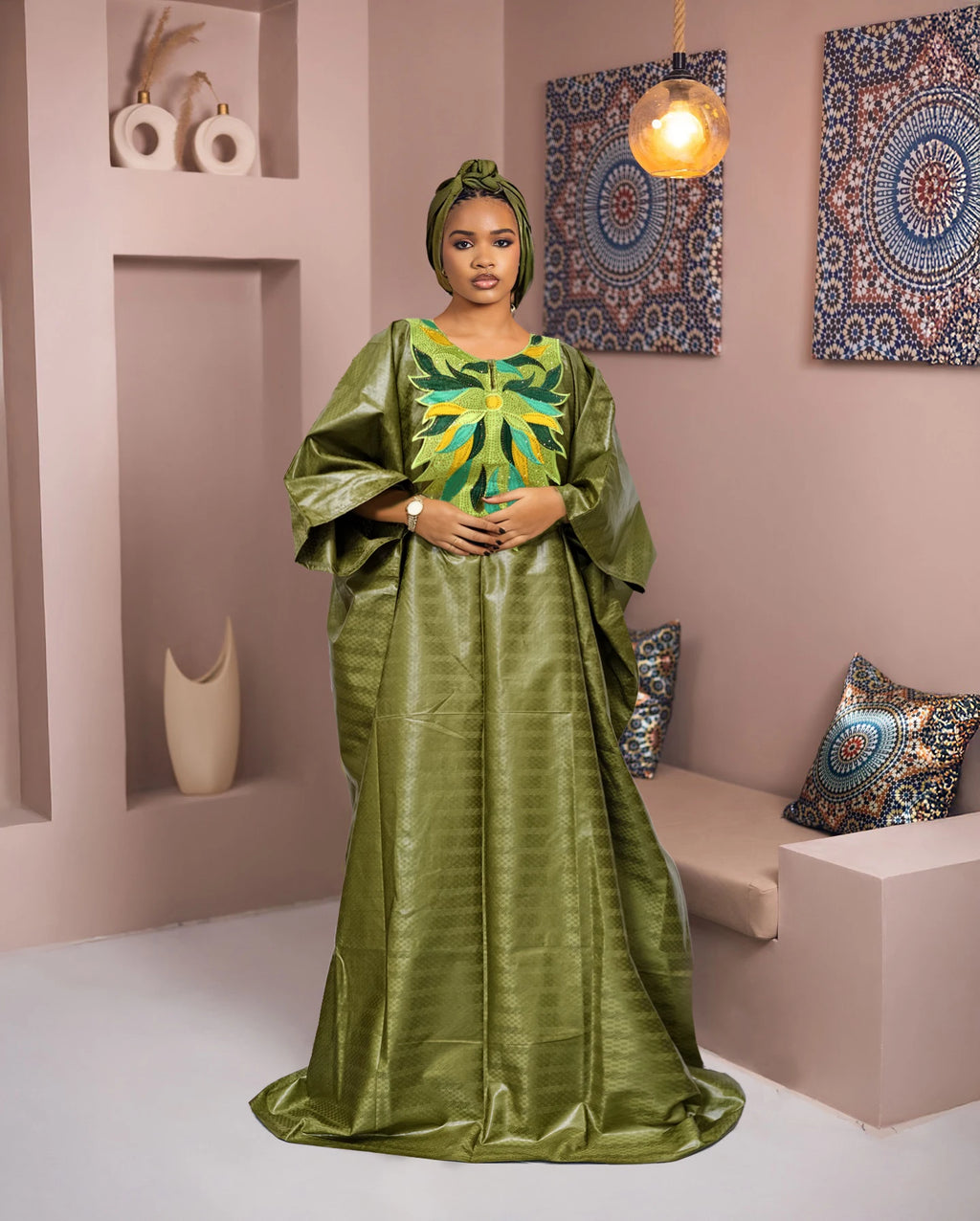 African Women's Bazin Riche Boubou Dress | Dashiki Wedding Gown Robe | 11 Colours