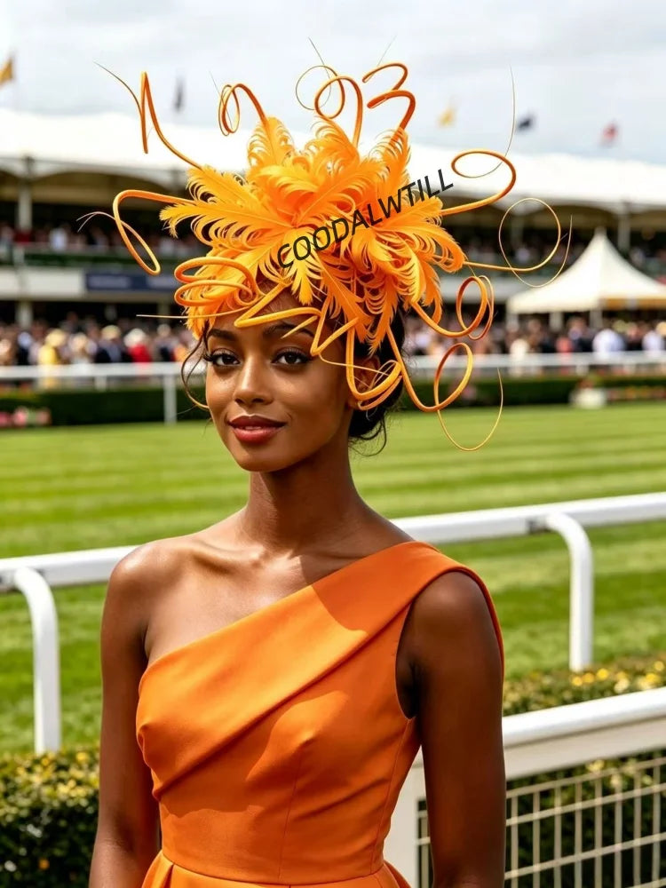 Elegant Fascinator Decorated With Soft Feather Women Race Day Headwear Formal Cocktail Party And Photoshoot Hair Accessories