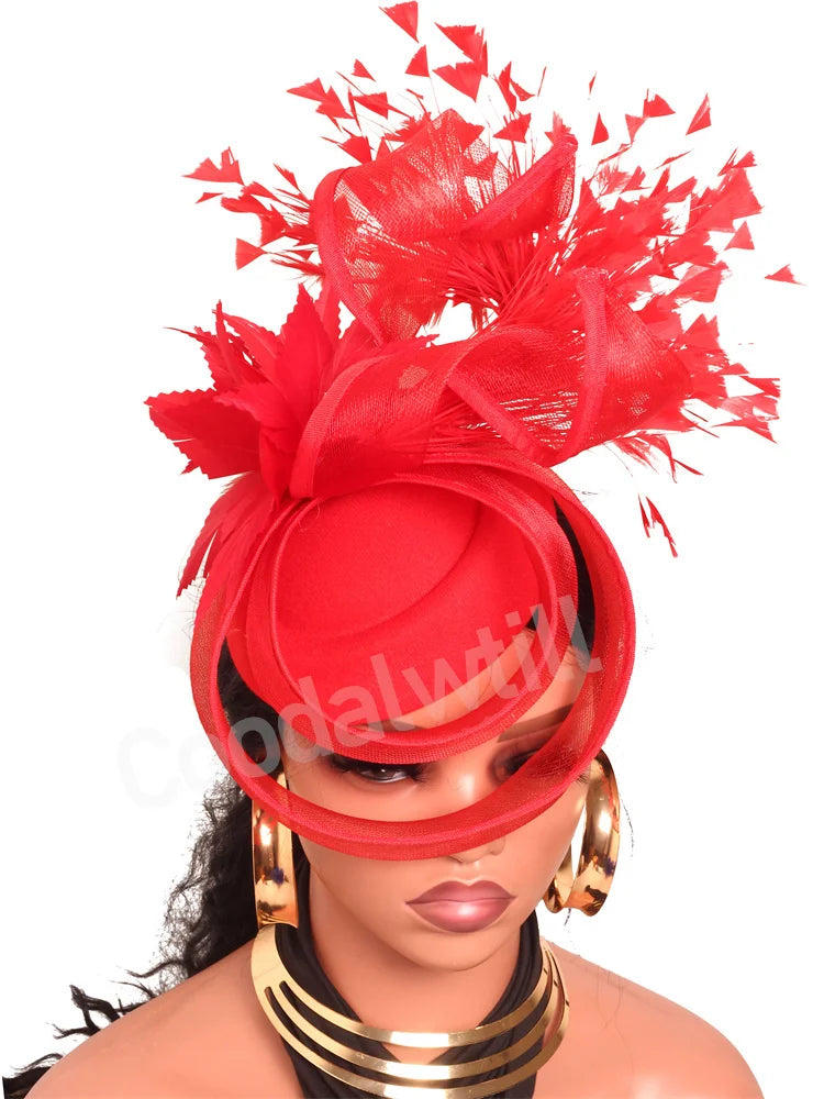 Elegant Women's Fascinator Kentucky Derbie Headwear Chapeau Cap With Feather Clips