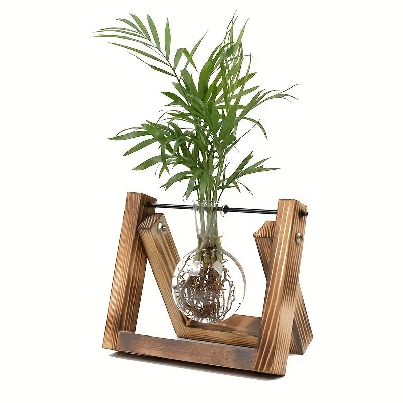 Glass Propagation Station | Hydroponic Plant Vases in Wooden Rack | HotTrendyPicks