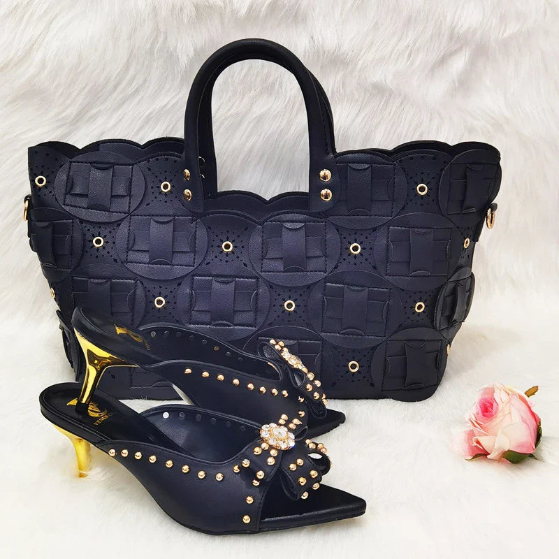 2022 Rivet Style Women Shoes and Bag to Match in Color matching High Quality