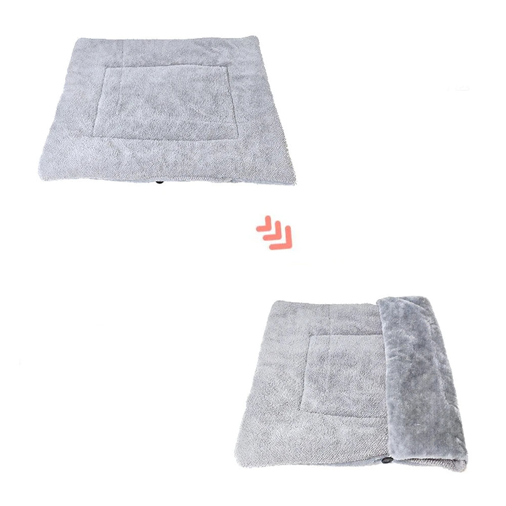 Folding Plush Pet Bed | Warm Thickened Cat & Dog Cushion Mat | S, M & L Sizes