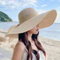 Women's Oversize Brim Straw Hat Women's Summer Sun Block Big Brim Hat Seaside Bow Beach Hat Suitable For Sun Protection