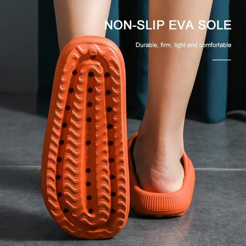 EVA Thick Sole 4cm Bathroom Slippers Cloud-Like Comfort Home Use Couple Height Increasing Indoor Solid Color Summer Sandals