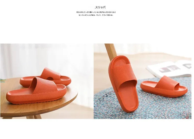 EVA Thick Sole 4cm Bathroom Slippers Cloud-Like Comfort Home Use Couple Height Increasing Indoor Solid Color Summer Sandals