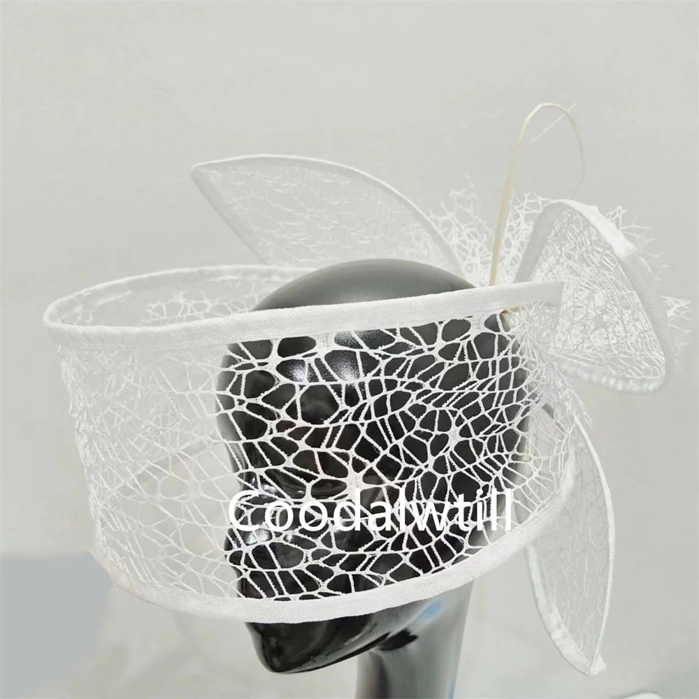 White Wedding Mesh Fascinator Hat New Fashion Women Church Headpiece Net Bride Mariage Millinery Cap Femme Chapeau Cap Party