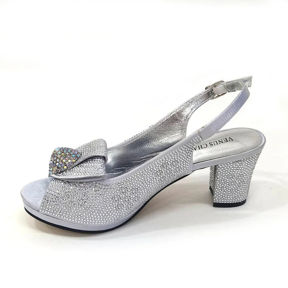 Italian Design Girly Style Golden Color Wedding Shoes And Bag Full Diamond Decoration Metal Closure Bags