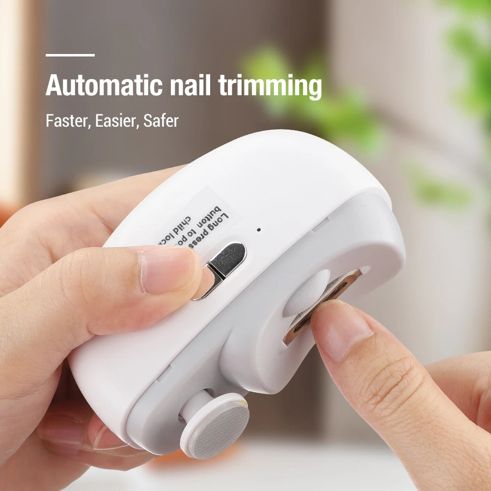 Automatic Electric Nail Clipper, 2 in 1 Auto Fingernail Cutter & Polishing Grinder for Baby Senior Adults, 2-Speed Nail Trimmer