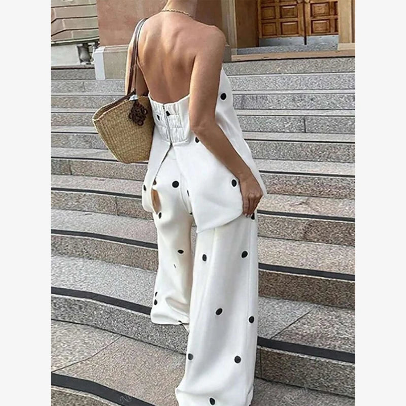 Polka Dot Skirt 2 Piece Set Women Casual High Collar Tie Full Sleeves Elastic High Waist Long Skirt Suit Lady Daily Outfit New