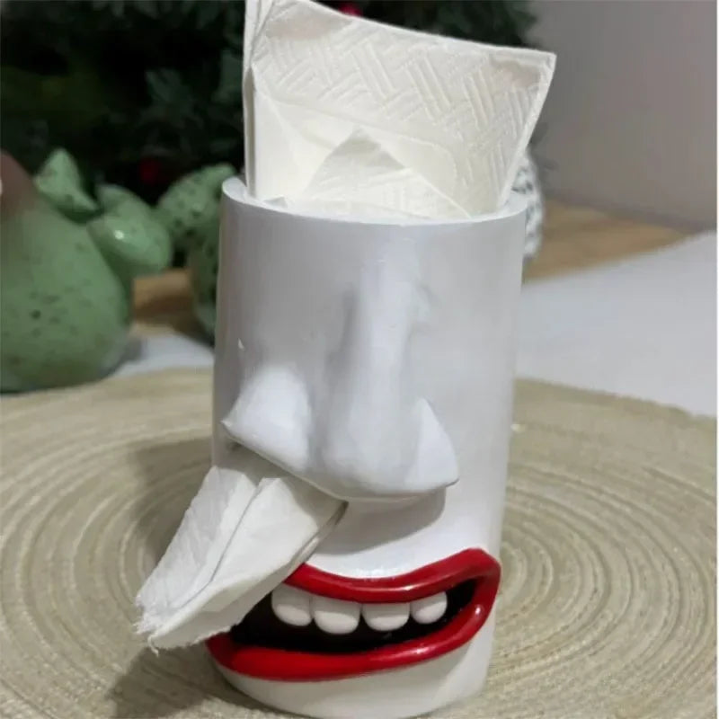 1pcs 2026New Fun Resin Facial Decoration Ornament,Napkin Dispenser Storage Box,Suitable for Bathroom,Bedroom Vanity Table,Home